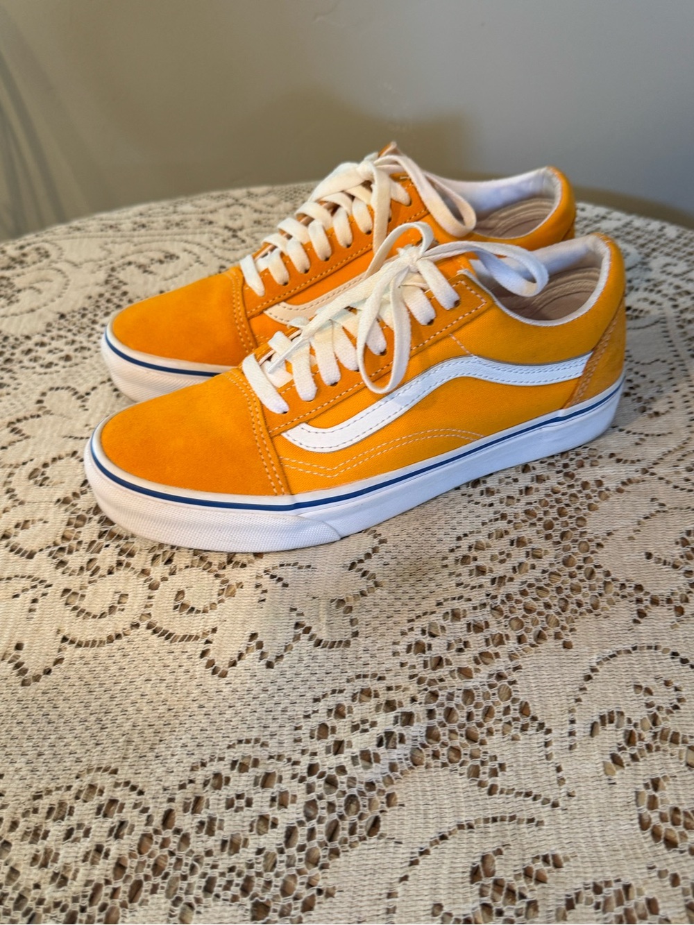 Vans Orange Suede Low-Top Skate Shoe with White Sole - Picture 4 of 7